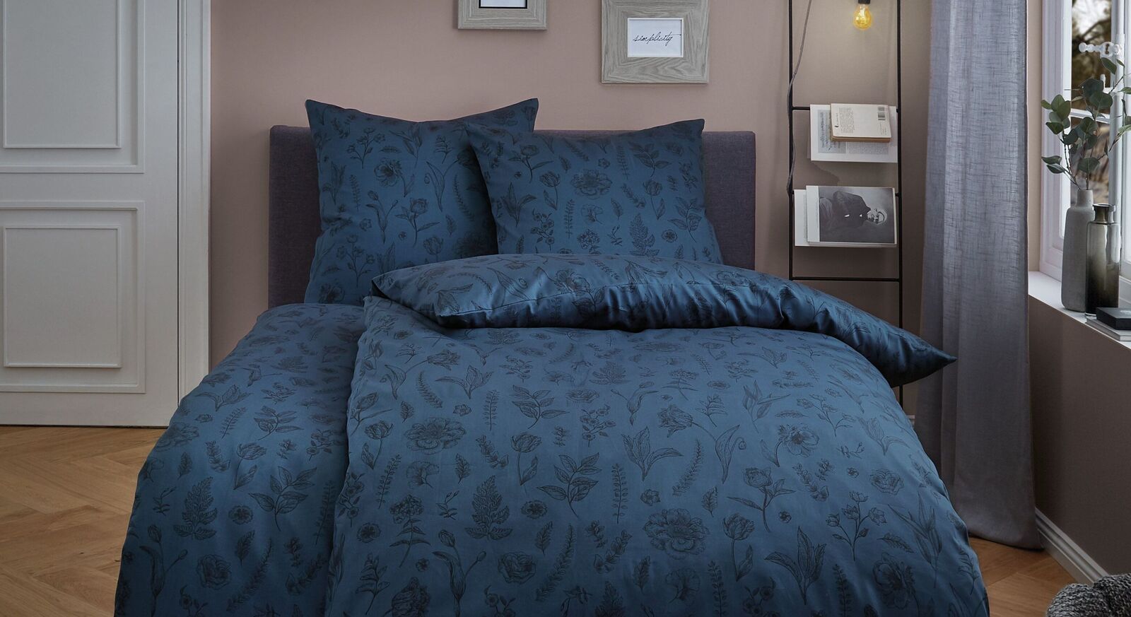 Kleine Wolke Mako-Satin-Bettwäsche Lisse Dunkelblau