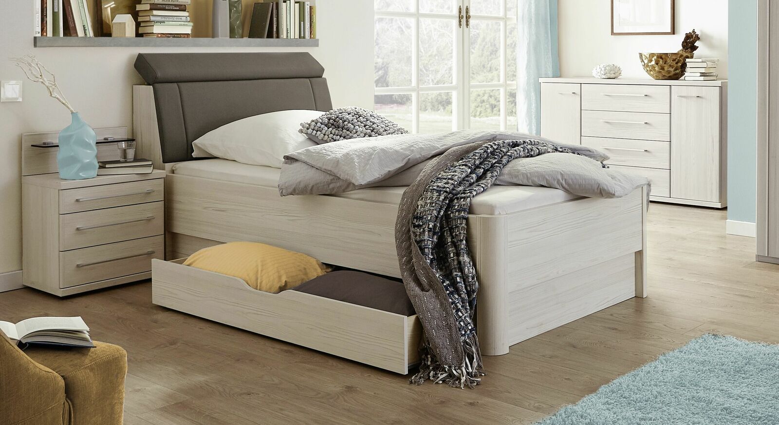 seniorenbett usingen komfort lärche dekor mit schubkasten