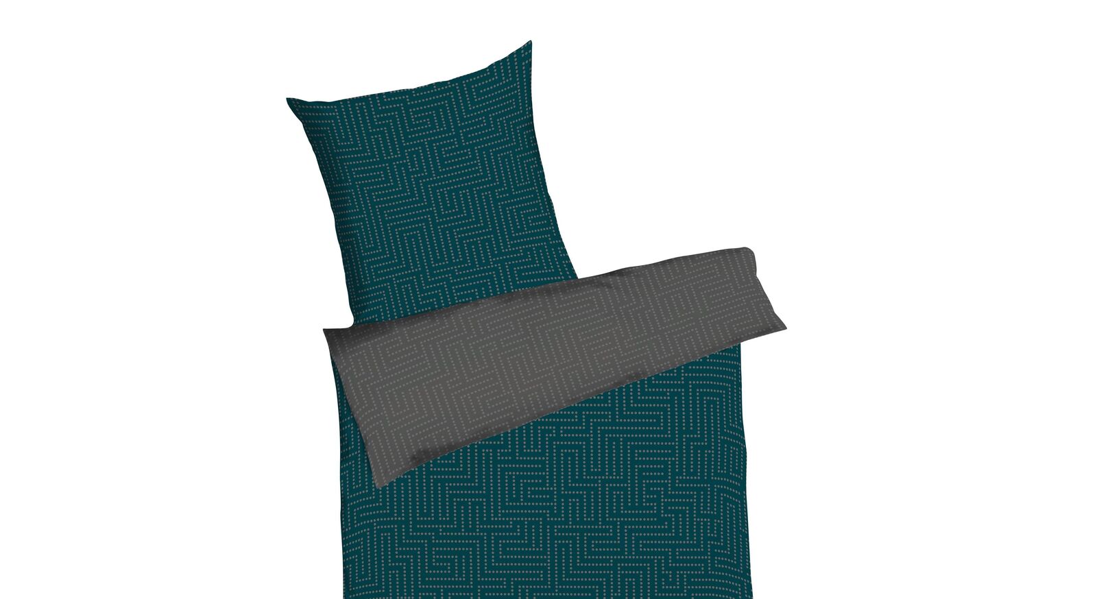 Feinbiber-Bettwäsche Labirinto Smaragd mit verdecktem Reißverschluss
