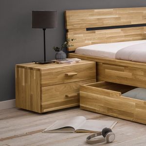 HOMELIV. Nachttisch Sumak Wildeiche Massivholz H 38cm