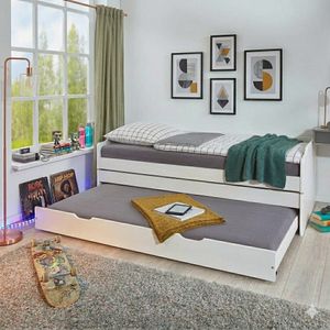 Ausziehbett 3-in-1 Kiefer Massivholz ohne Kopfteil mit Lattenrost und Bettschublade 90x200cm