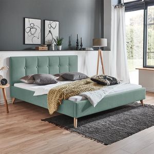 HOMELIV. Polsterbett Maliana Velours/Webstoff