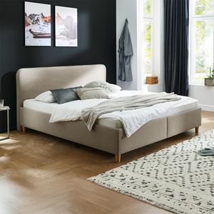 HOMELIV. Polsterbett Kannur Webstoff mit Bettkasten