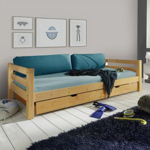 Ausziehbett Kids Paradise Kiefer Massivholz mit Lattenrost und Schubkasten