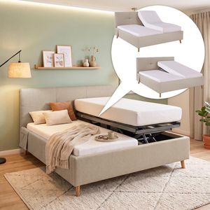 Polsterbett Henriette Komfort Webstoff mit Pflegebett-Funktion und Lattenrost