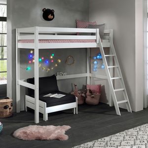 Maxi-Hochbett Kids Comfort Kiefer Massivholz mit Lattenrost und Sesselbett