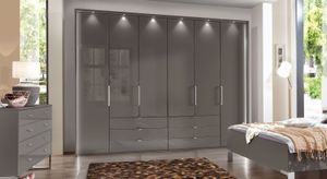 Falttüren-Kleiderschrank Harrow mit Glasfront und Schubladen