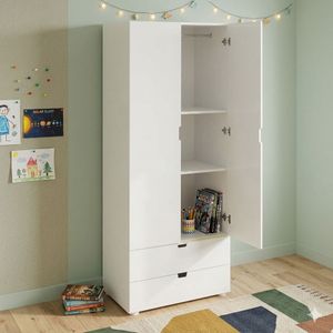 Drehtüren-Kleiderschrank Kids Town Buche teilmassiv mit Schubladen 70x175cm