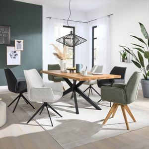 Musterring Essgruppe Tiama 7-tlg. Tisch 180x100cm Bouclé/Barock-Eiche