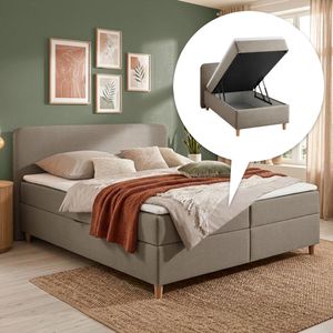 HOMELIV. Boxbett Kannur Webstoff mit Bettkasten