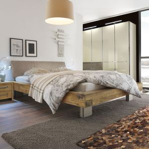 Balkenbett Limeira Wildeiche Vintage Massivholz