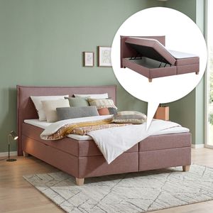 HOMELIV. Boxbett Zibo Webstoff mit Bettkasten