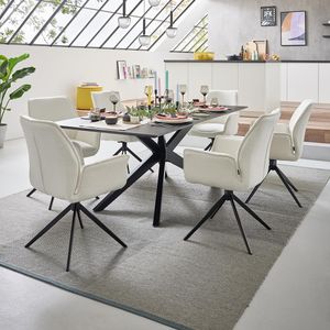 Musterring Essgruppe Tiama 7-tlg. Tisch 180x100cm Bouclé/Charakter-Eiche