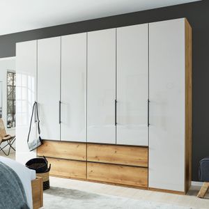 Interliving Drehtüren-Kleiderschrank 1205 Eiche Dekor mit Glasfront und Schubladen