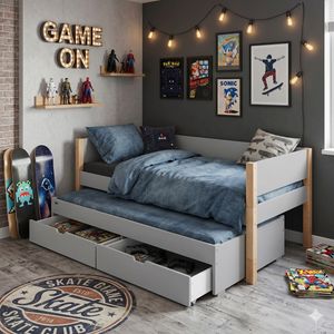 Kojenbett Kids Town Color Buche teilmassiv mit Lattenrost und Schubkasten