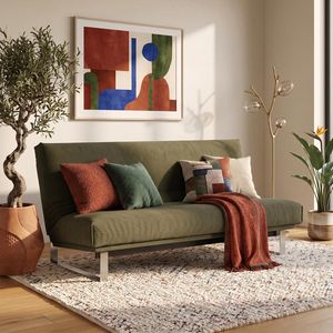 Schlafsofa Koshai Webstoff/Cord mit Lattenrost und Aufbewahrungstuch