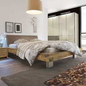 Balkenbett Limeira Wildeiche Vintage Massivholz
