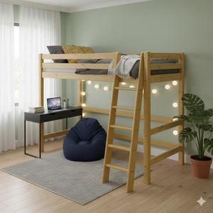 Maxi-Hochbett Kids Paradise Kiefer Massivholz mit Lattenrost