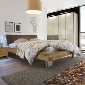 Balkenbett Limeira Wildeiche Vintage Massivholz