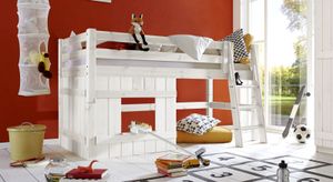 Hütten-Mini-/Midi-Hochbett Kids Paradise Kiefer Massivholz mit Lattenrost