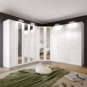 Eck-Kleiderschrank Alvito mit Beleuchtung und Spiegel