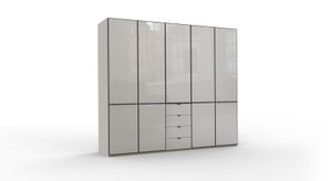 Drehtüren-Kleiderschrank Loyd mit Glasfront und Schubladen