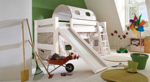 Mini-Hochbett Kids Dreams Kiefer Massivholz mit Lattenrost und Rutsche