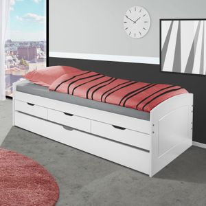 Ausziehbett Nouna Kiefer Massivholz mit Lattenrost und Bettschublade