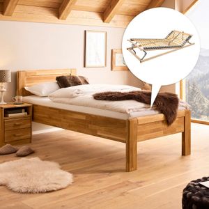 HOMELIV. Seniorenbett Ewen Komfort Wildeiche Massivholz