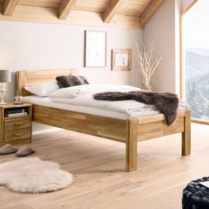 HOMELIV. Seniorenbett Ewen Komfort Wildeiche Massivholz