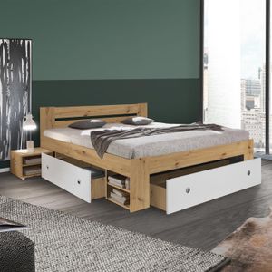 Bett Eibar Komfort Eiche Dekor mit Nachttischen und Schubkasten