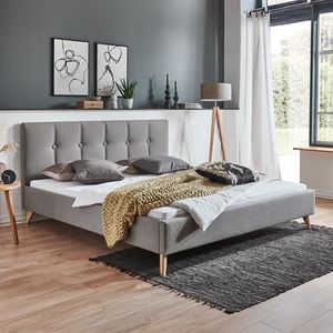 HOMELIV. Polsterbett Maliana Velours/Webstoff