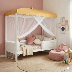 LIFETIME Himmelbett Honey Glow Kiefer Massivholz mit Lattenrost