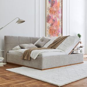 HOMELIV. Polsterbett Cadiz Webstoff mit Bettkasten und Lattenrost