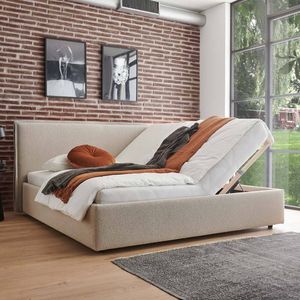 HOMELIV. Polsterbett Leeds Webstoff mit Bettkasten und Lattenrost