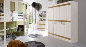 Drehtüren-Kleiderschrank Kids Paradise Kiefer Massivholz