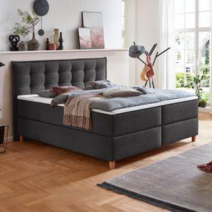 HOMELIV. Boxspringbett Lusaka Webstoff