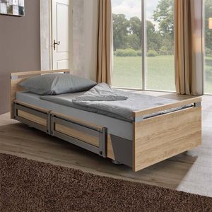 Komfortbett mit Pflegebett-Funktion Usedom Eiche/Akazie Dekor mit Tellerrost