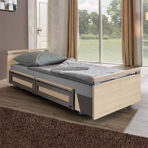 Komfortbett mit Pflegebett-Funktion Usedom Eiche/Akazie Dekor mit Tellerrost