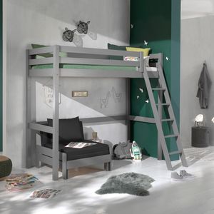 Maxi-Hochbett Kids Comfort Kiefer Massivholz mit Lattenrost und Sesselbett