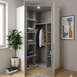 Kleiderschrank-Ecke Ceprano mit Beleuchtung