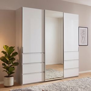 Schwebetüren-Kleiderschrank Tanaria mit Spiegel und Schubladen