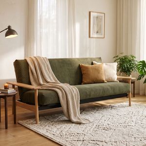 Schlafsofa Barrea Cord mit Lattenrost und Aufbewahrungstuch