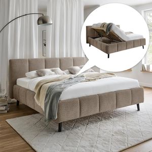Polsterbett Marielle Komfort Bouclé mit Bettkasten und Lattenrost