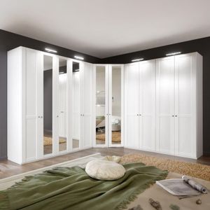 Eck-Kleiderschrank Alvito mit Beleuchtung und Spiegel
