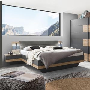 Bett Igneo Komfort Eiche Dekor mit Nachttischen