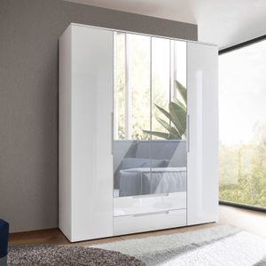 Drehtüren-Kleiderschrank Ottilia mit Spiegel und Schubladen