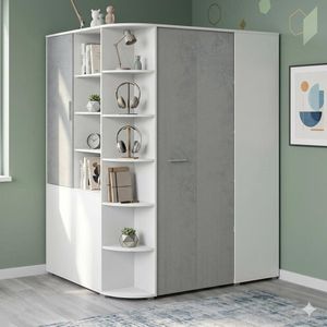 Eck-Kleiderschrank Porvenir begehbar mit Innenausstattung 124x201cm