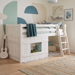 Hütten-Mini-/Midi-Hochbett Kids Paradise Kiefer Massivholz mit Lattenrost