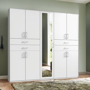 Drehtüren-Kleiderschrank Elmsley mit Spiegel und Schubladen